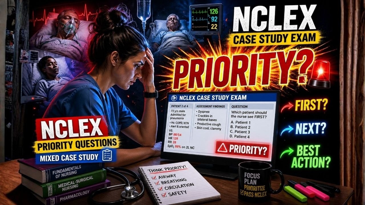 50 NCLEX Priority Questions Mixed Case Study Exam Simulation#2026 #education #study #explore #fypシ゚