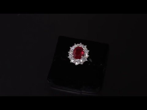Fine Quality Burma Ruby and Diamond Daisy Cluster Ring M2366