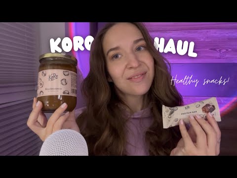 ASMR KoRo Haul 💜 | Healthy High Protein Snacks (Close Up Whispering, Tapping, Scratching, Crinkles)