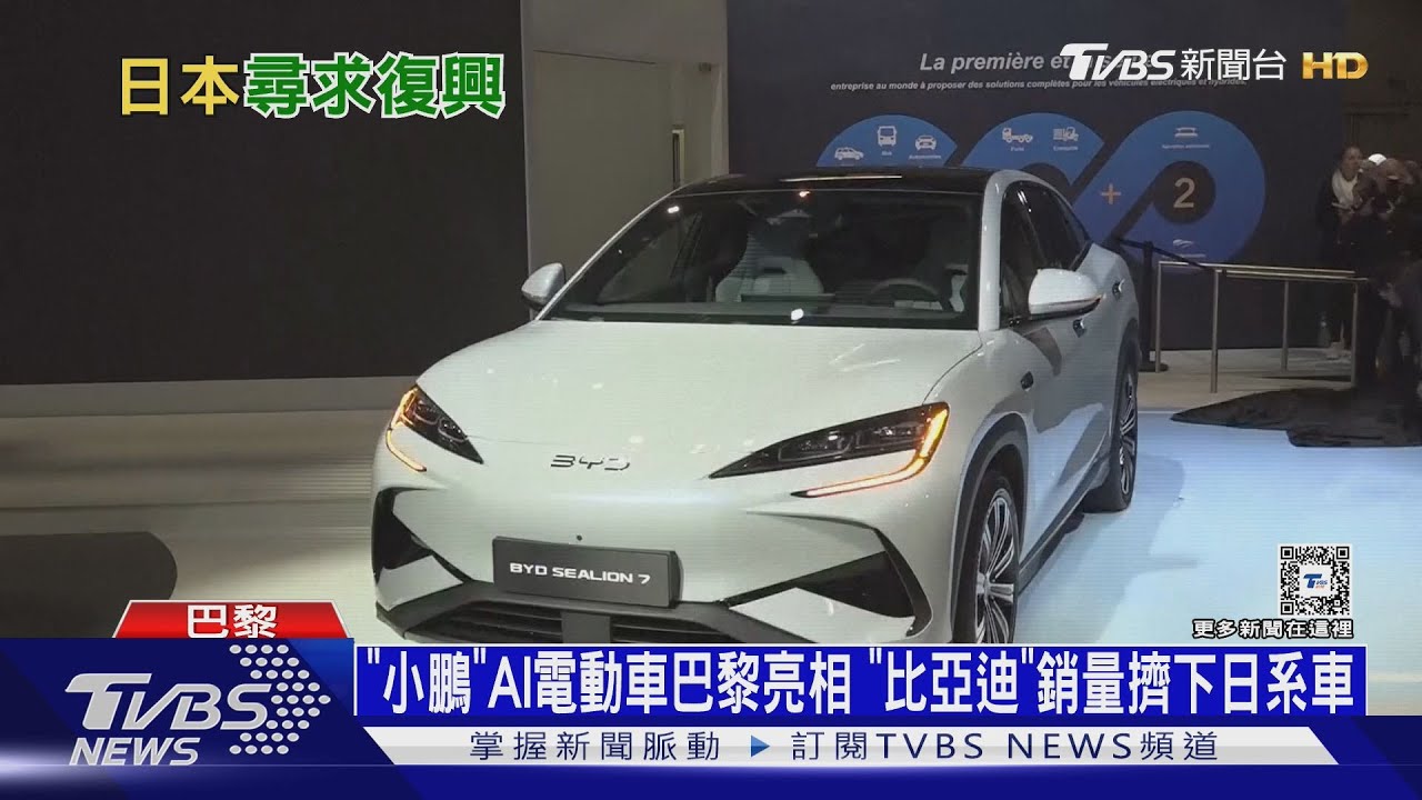 「小鵬」AI電動車巴黎亮相 「比亞迪」銷量擠下日系車