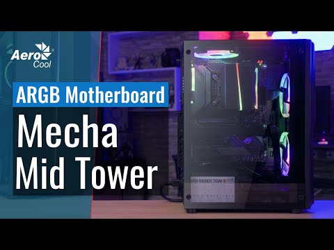 AEROCOOL PGS MECHA-G-BK-v2 ARGB Juodas Mid Tower PC dėklas video