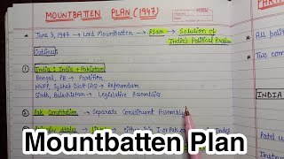 Mountbatten Plan (1947)|| Handwritten Notes|| National Movement|| Modern India|| An Aspirant !