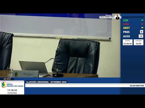 Transmissão ao vivo de Câmara Municipal de Santa Helena de Goiás