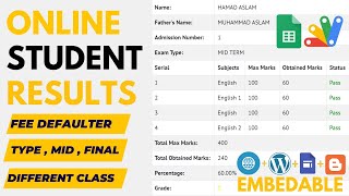 How to Make Online Student Result System with Fee Defaulter by Using Google Sheet & app Script | R37