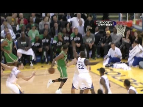 Jumping behind the back pass from Rajon Rondo - Celtics @ Warriors 3/14/12