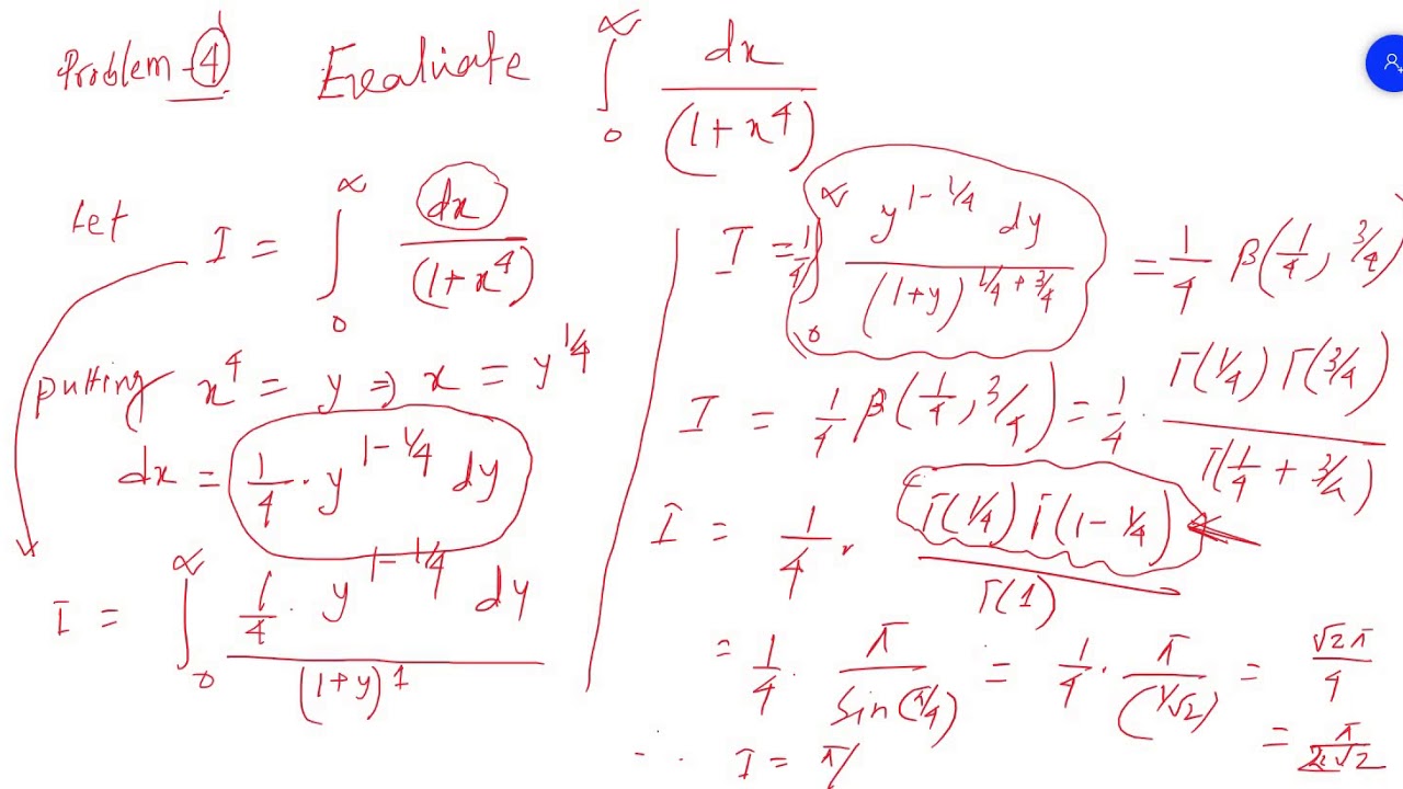 Special functions: problems and solutions on beta and gamma functions. Lecture 5