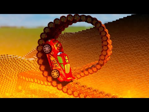 DISNEY CARS vs IMPOSSIBLE LOOP BRIDGE but The Floor is Lava in Teardown