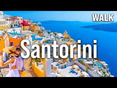 SANTORINI Walking Tour 🇬🇷☀️ | Fira, Greece Immersive Video with Captions [4K/60fps]
