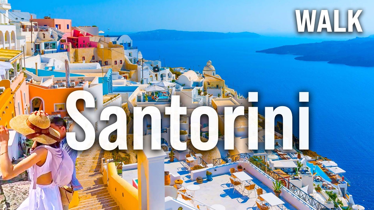 Immersive street-level walking tour through Santorini, Greece, showcasing authentic urban landscapes, local architecture, and the vibrant atmosphere of the city's neighborhoods