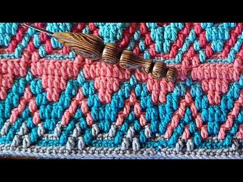 Mosaic Crochet Tutorial Pattern #27 - Work Flat or In The Round - MULTIPLE 9 + 3 (chart #5)