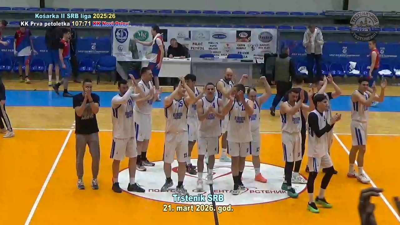 KOŠARKA 2. MRL Zapad, kolo 16: KK Prva petoletka – KK Novi orlovi 107:71. Trstenik, 21. mart 2026.