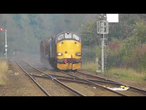 DRS Class 37s 37602 & 37609 at Prudhoe - RHTT - 3S77 - Kingmoor-Teesside-Kingmoor - 16th Oct 2017