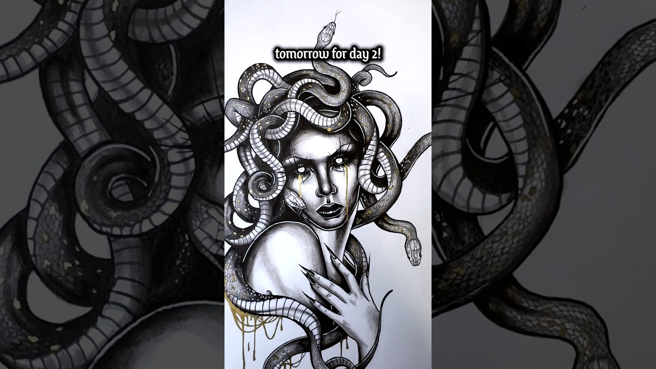 👁️ Day 1: Medusa 🐍 Happy Inktober!!! #medusa #inktober #inktober2025 #gothic #greekmythology