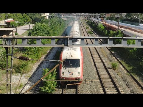 [4K] AEG DMU DE IC2000N exiting Thessaloniki as Hellenic Train 1632 (9/9/2022)