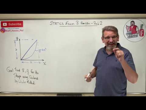 Statics: Exam 2 Review Problem 5, Centroid by Calculus
