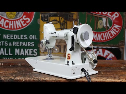 Singer Featherweight 221k "White" Vintage Sewing Machine Demonstration
