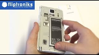 Samsung Galaxy Note 4 - How To Open Battery Cover and Remove Battery/Sim - Fliptroniks.com