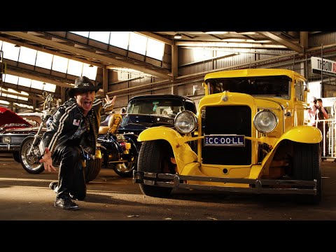 Enthusiastic American at Sydney's Meatstock festival