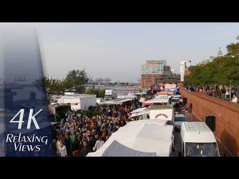 4K Ultra HD Relaxing Video: Hamburg, Germany - Altona, Fischmarkt (Fish Market)