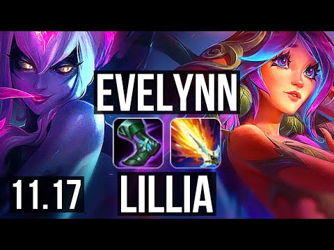 EVELYNN vs LILLIA (JUNGLE) | 7/0/0, 1000+ games, 1.4M mastery, Godlike | BR Diamond | v11.17