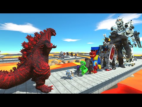 Shin Godzilla Red vs Mechagodzilla LAVA DEATH RUN - Animal Revolt Battle Simulator