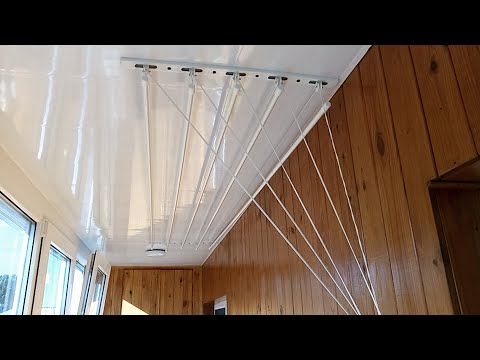 Сушилка для белья потолочная на балкон Установка и результат Ceiling clothes dryer on the balcony