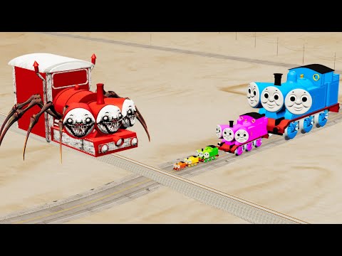 Choo Choo Charles Train Triple Head Big & Small Vs Triple Head Thomas the Tank Engine - BeamNG.Drive