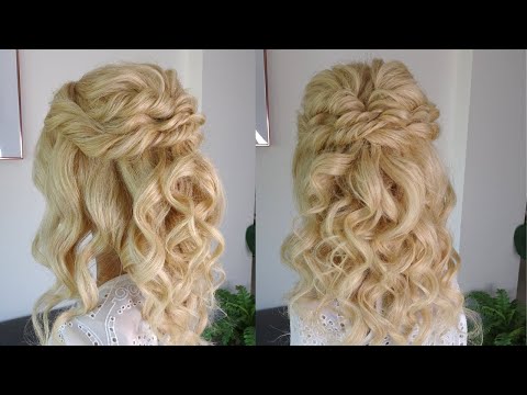 Curly half up half down hairstyle for long hair