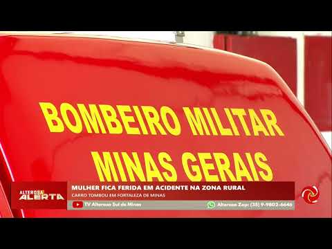 Mulher fica ferida após carro tombar em Fortaleza de Minas