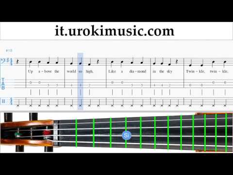 Corso di Violoncello Twinkle Twinkle - Little Star Tablature Tab Parte#2 um-b276