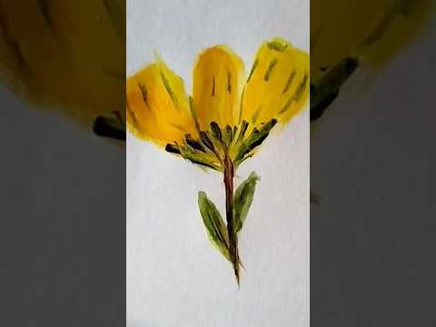 How to paint Yellow Flower ||Peele Phool ko kaise paint kre #shorts#Yellow flower with watercolour