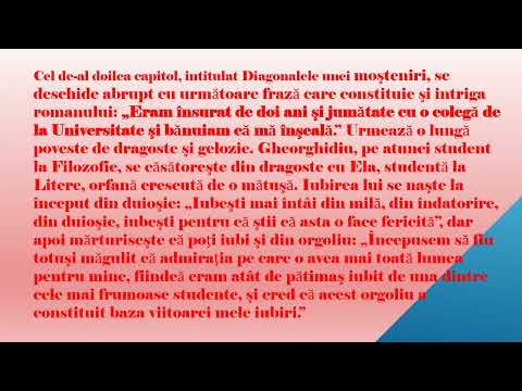 Romanul  subiectiv, modern  Roman al existenței  Ultima noapte de dragoste,  întaia noapte de război