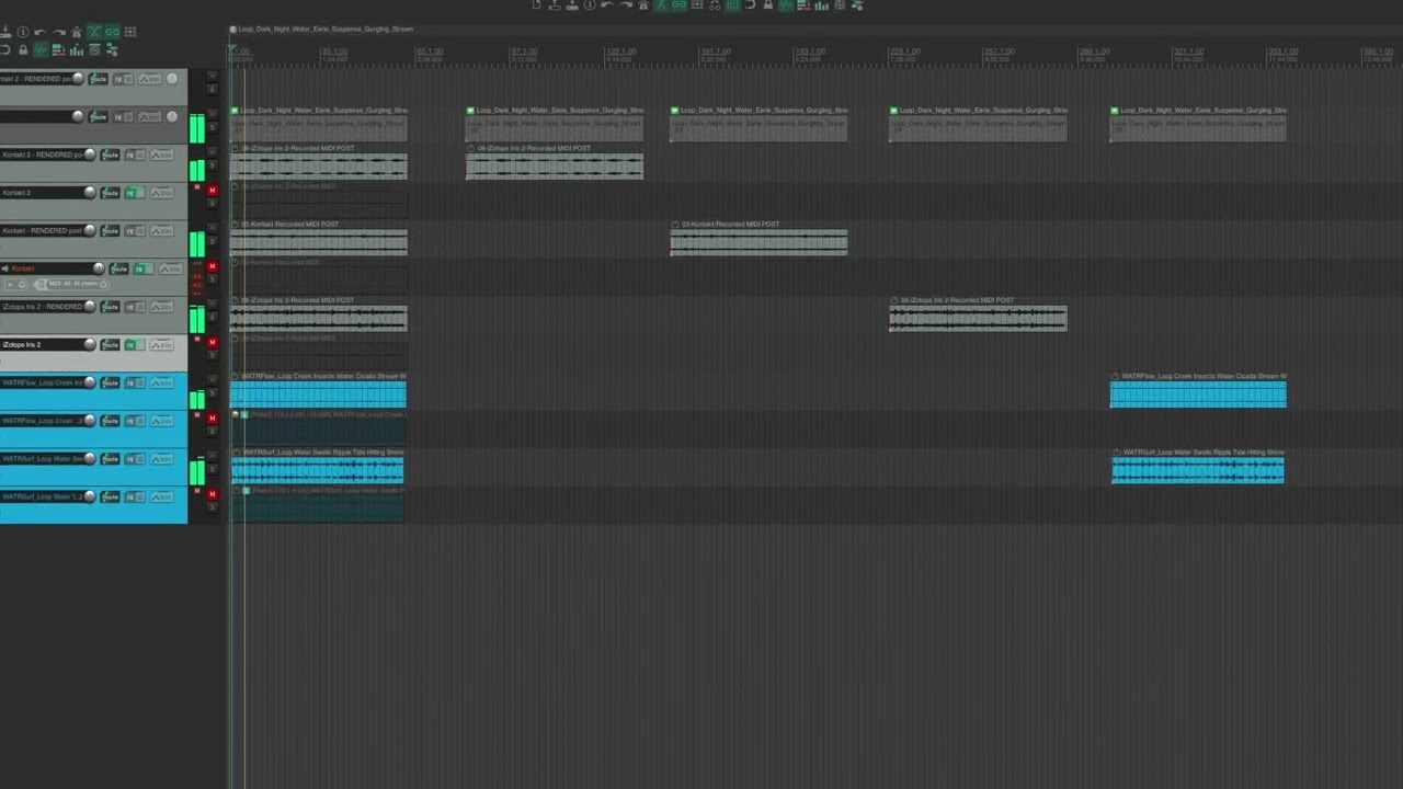 Layering Ambiences To Form An Abstract Dark Night By Water Soundscape | Strange Game Ambient Loops