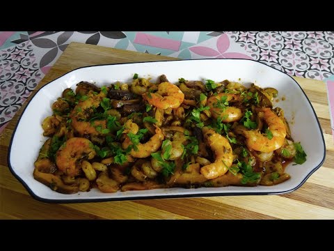 GAMBAS AL AJILLO CON SETAS | RECETA FÁCIL