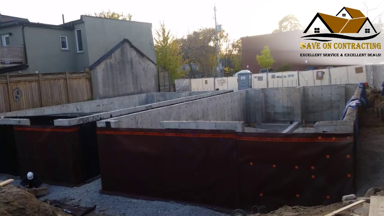 Construction of four semi detached homes in Toronto  - Waterproofing Stage