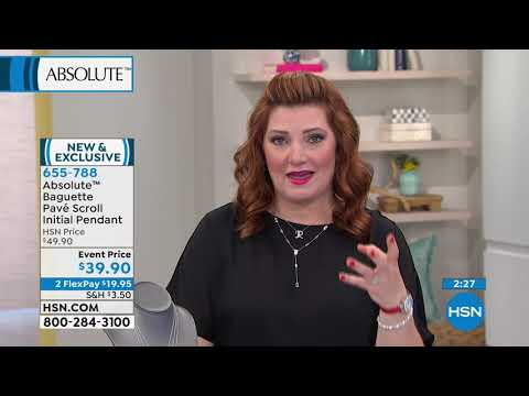 Absolute Baguette Pav Scroll Initial Pendant with Chain