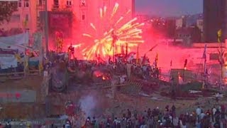 Fireworks amid protests in Taksim Square