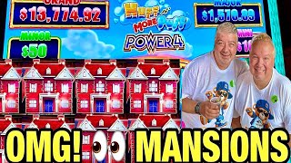 HUFF N MORE PUFF POWER 4 SLOT MACHINE! OMG MANSIONS! BIG WIN! BELLAGIO CASINO #AD