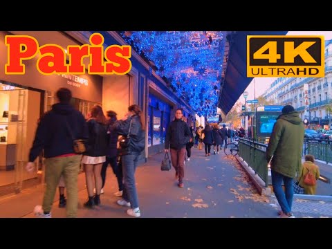 A walk 4k in the evening around the Station (Gare) metro Paris saint Lazare.