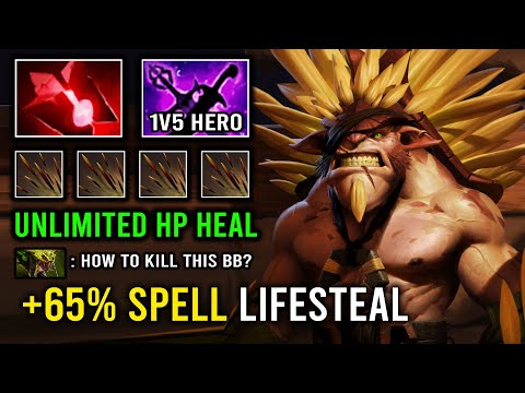 CRAZY +65% Spell Lifesteal Unlimited Heal 1v5 Bristleback 1Kill Per Min Hyper Carry Dota 2