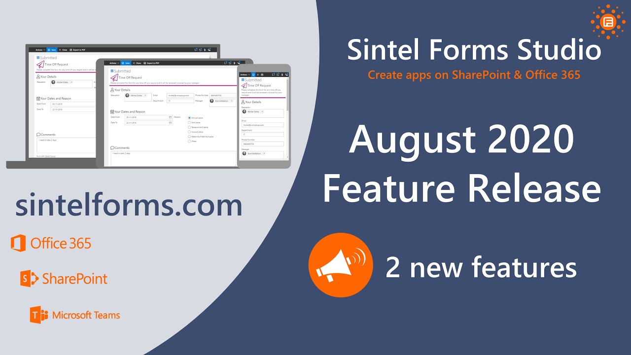 Sintel Forms August 2020 Feature Release