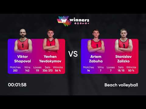 14:00 V. Shapoval / Y. Yevdokymov - A. Zabuha / S. Zalizko 23.08.2022 | Winners Beach Volleyball