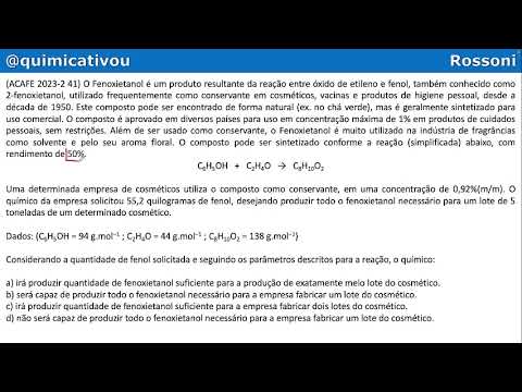 ACAFE 2023-2 Q41 Medicine - Stoichiometry Yield with Percentage Solutions