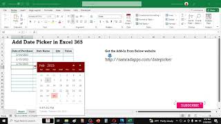 How to Enable Date Picker Calendar in Excel 365
