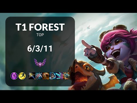 T1 Forest Tristana vs Gnar TOP - KR  Patch 13.14