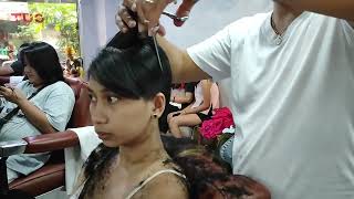 Women Long Hair to Boycut / Pixiecut. Girl Very Short Haircut. Back View