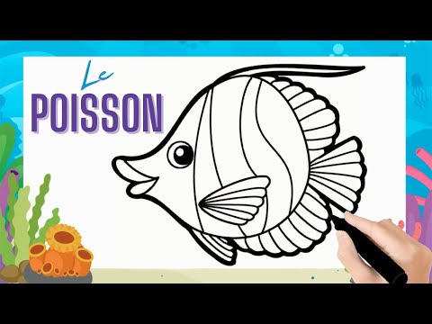 Comment dessiner un poisson facilement | Dessin poisson facile & coloriage par étapes