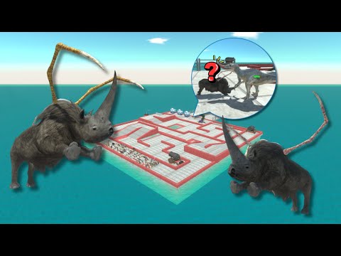 ESCAPE FROM ALIEN WOOLLY RHINO - MAZE TRAP! - Animal Revolt Battle Simulator