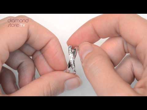 N4381 - Diamond 0.08CT 18K White Gold Cross-Over Ring