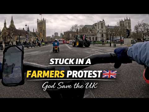 Central London 4K Ride 🇬🇧 | Big Ben, Buckingham Palace & Farmers Protest